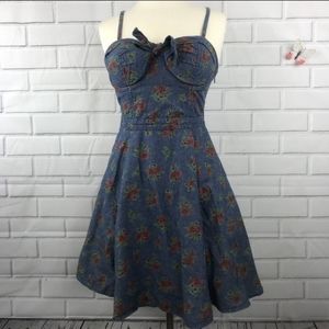 Jessica Simpson Women's Dress Size S Shambray AVA Corset Flare Hibiscus …